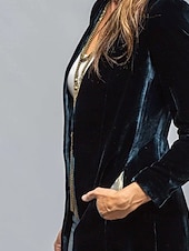 levne Zimní kabáty-Dámské Neformální bunda Zahřívací Pohodlné Kapsy Módní Venkovní Bez vzoru Jdeme ven Víkend Kardigan Standardní Do V Běžný Dlouhý rukáv Svrchní oděvy Černá Šampaňská Bordó Podzim Zima