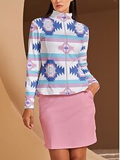 お買い得  女性のゴルフ服-女性用 ゴルフジャケット ブルー 長袖 トップス レディース ゴルフウェア ウェア アウトフィット ウェア アパレル