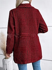 cheap Blazers &amp; Suits-Women's Blazer Comfortable Buttons Elegant Fashion Outdoor Lattice Going out Casual Daily Weekend Single Breasted Regular Lapel Regular Fit Long Sleeve Outerwear Red Camel Gray Spring Fall