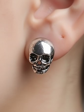 abordables Accessoires d&#039;Halloween-Boucles d&#039;oreilles à tige en forme de tête de mort pour femme, style gothique punk, en alliage, pour fêtes, cosplay et costumes