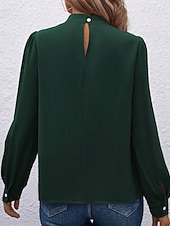 Χαμηλού Κόστους Επίσημες Μπλούζες-Γυναικεία Πουκάμισο Κομψή Φιλάρεσκος Σατέν Μπλούζα Συμπαγές Χρώμα Στυλάτο Καθημερινό Μακρυμάνικο Ζιβάγκο Κανονικά μπλουζάκια Καθημερινά Εξόδου Μαύρο Κίτρινο Πράσινο Ανοικτό Ρουμπίνι Βυσσινί