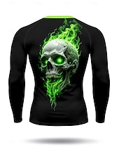 Χαμηλού Κόστους T-shirts και αμάνικα μπλουζάκια για τρέξιμο-Ανδρικά Μπλούζα συμπίεσης Tricou de Alergat 3D εκτύπωση Μακρυμάνικο Στρώμα βάσης Νεκροκεφαλές Γρήγορο Στέγνωμα Συμπίεση Ισχυρή ελαστικότητα Ύγρανση Γυμναστήριο προπόνηση Ενεργή εκπαίδευση Ασκηση
