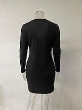 Χαμηλού Κόστους Γυναίκες μαύρο φόρεμα-Γυναικεία Μίνι φόρεμα Μαύρο φόρεμα Κοκτέιλ Φόρεμα Εφαρμοστό Επίσημο ένδυμα Μοντέρνα Διακοπές Εξόδου Σαββατοκύριακο Κανονικό Σκέτο Μακρυμάνικο Λαιμόκοψη V Μαύρο Λευκό Ανθισμένο Ροζ Χακί