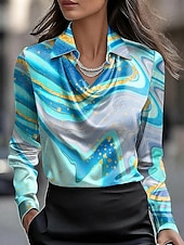 preiswerte Elegante Oberteile-Damen Bluse Ombre Grafik Abstrakt Elegant Stilvoll Basic Langarm Wasserfallausschnitt Normale Oberteile Arbeit Täglich Gerafft Drapiert Gelb Rosa Blau Purpur Grün Sommer Frühling Herbst
