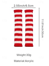 abordables Accessoires de Noël-Gants sans doigts à rayures de Noël pour femmes - tricot doux, rayures rouges et blanches, parfaits pour les fêtes de fin d&#039;année et les festivités hivernales