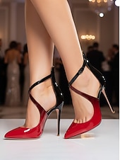 cheap Classic Pumps-Women's Purple Patent Leather Strappy Stiletto Heels - Pointed Toe Dress Shoes for Formal Events and Cocktail Parties