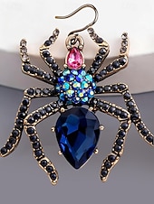 ラインストーンクリスタルのディテールが施された女性用ハロウィンスパイダードロップイヤリング。パーティーやコスプレに最適なヴィンテージゴシックスタイルのステートメントジュエリー。 お買い得  ハロウィンアクセサリー-ラインストーンクリスタルのディテールが施された女性用ハロウィンスパイダードロップイヤリング。パーティーやコスプレに最適なヴィンテージゴシックスタイルのステートメントジュエリー。