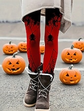 economico Pantaloni di Halloween-Per donna Leggings Leggings comodi Essenziale Casual Lunghezza intera Vita AltaPantsHalloween Grafico Stampa Calore Termico Confortevole Elasticizzato Vacanza Casuale Quotidiano Rosso Autunno Inverno