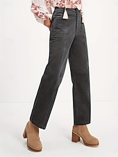 economico Pantaloni a gamba dritta-Per donna Chinos Dritto Moda Streetwear Casual Lunghezza intera Vita Alta Semplice Fascia Elastica Comodo Morbido Confortevole Inelastico All&#039;aperto Streetwear Grigio scuro Nero Marrone Primavera