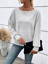 economico T-shirt semplice-Per donna Camicia Blusa Tinta unica Vintage Elegante Classico Manica Lunga Girocollo Top Regolari Quotidiano Blu Nero Rosso Blu marino Cachi Primavera Autunno