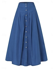 ieftine Fuste casual-Pentru femei Fustă Linie A Modă Casual Maxi Talie Înaltă Fuste Simplu Buzunar Micro-elastic Stradă Zilnic Negru Roșu-aprins Albastru regal Primăvară Poliester