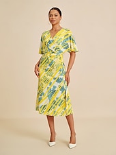economico Abiti da donna-abito midi da donna manica a pipistrello elasticizzato stampa audace elegante versatile casual quotidiano primavera estate autunno