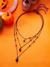 お買い得  ハロウィンアクセサリー-女性用ハロウィンゴシックジュエリーセット - ヴィンテージの黒と赤のネックレスとブレスレットのコスチュームアクセサリー。パーティー、コスプレ、夜のイベントに。