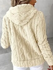 economico Felpe Pelosi-Per donna Giacca in Pile Cappotto Giacca con Cappuccio Caldo Confortevole Cerniera Tasca Moda Moderno Casual Semplice Uscire Weekend Cerniera Regolare Con Cappuccio Vestibilità regolare Manica Lunga
