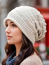 economico Cappelli da donna-berretto lavorato a maglia da donna – cappello caldo e morbido per l&#039;inverno, berretto casual elasticizzato per viaggi all&#039;aperto e uso quotidiano