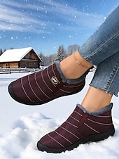 economico Stivali di neve e inverno-stivali da neve impermeabili arancioni da donna con calda fodera in peluche, scarpe invernali leggere e slip-on per il freddo all'aperto e in stile Halloween