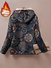 abordables Sweatshirts en polaire-Femmes Sweats à capuche zippés Fleuri Graphique Géométrique Chaud Actif ancien manche longue À capuche Hauts Réguliers Maison Travail Tenue de soirée Imprimé Bleu de minuit Printemps Automne Hiver