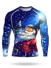 Недорогие Футболки и майки для бега-Новогодняя тематика Муж. Универсальные Футболка для бега Спортивная рубашка Фитнес-рубашка Рубашка тренировки Беговой верх Длинный рукав Футболка Футболка UPF 50