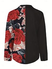 cheap Dressy Blouses-Women's Work Shirt Graphic Leopard Elegant Stylish Casual Long Sleeve Shirt Collar Regular Tops Daily Work Party Evening Wear Black White Red Gold Summer Fall Winter Spring, Fall, Winter, Summer