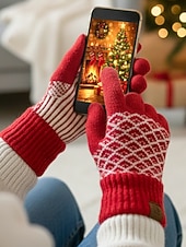 abordables Accessoires de Noël-gants d&#039;hiver tricotés pour femmes avec fonction écran tactile, mitaines en laine chaudes en plusieurs couleurs, cadeau de Noël pour l&#039;extérieur, vêtements décontractés et de vacances