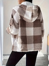 Жен. Флисовая жилетка Пальто тедди Удобный Дышащий Карман Пуговицы С принтом На каждый день В клетку Отпуск Для улицы Повседневные На каждый день Молния Обычная Капюшон Стандартный Длинный рукав Недорогие Куртки с флисовой подкладкой-Жен. Флисовая жилетка Пальто тедди Удобный Дышащий Карман Пуговицы С принтом На каждый день В клетку Отпуск Для улицы Повседневные На каждый день Молния Обычная Капюшон Стандартный Длинный рукав