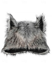 Недорогие Аксессуары на Хэллоуин-мужская шапка с волчьими ушками на Хэллоуин – пушистая полиэстеровая плюшевая шапка для костюмированной вечеринки, вечеринки и зимнего ношения