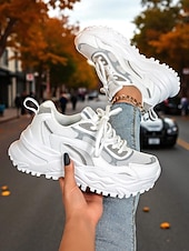 Χαμηλού Κόστους Γυναικεία Sneakers-Γυναικεία ροζ ανακλαστικά αθλητικά παπούτσια με χοντρά άκρα – αθλητικά παπούτσια για πάρτι και νυχτερινή ζωή, για streetwear, χορό και φεστιβάλ
