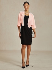  女性用 ゆったりとしたトップス シフォントップス 純色 エレガント 七分袖 アシメントリー クロップトップ 結婚式のゲスト チークピンク 夏 春 秋