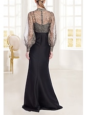 abordables Longueur du plancher-Sirène / Trompette Fourreau / Colonne Robe de Soirée Élégant Robe de soirée Formel Mariage Longueur au sol manche longue Col en V Robe Rose Satin avec Imprimé 2025