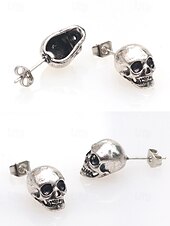 abordables Accessoires d&#039;Halloween-Boucles d&#039;oreilles à tige en forme de tête de mort pour femme, style gothique punk, en alliage, pour fêtes, cosplay et costumes