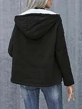 billiga Fleece-fodrade jackor-Dam Vinterkappa Fleece-jacka Bekväm Andningsfunktion Ficka Ledigt Slät Semester Gata Ledigt Dagliga kläder Dragkedja Normal Huva Normal Långärmad Ytterkläder Svart Blå Kaki Vår Höst