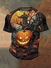 levne Halloween trička-Pánské halloweenská košile Dýně Netopýr Výstřih ke krku Oblečení 3D tisk Venkovní Dovolená Tématický večírek Halloweenská párty Krátký rukáv Tisk Vinobraní předvečer Všech svatých