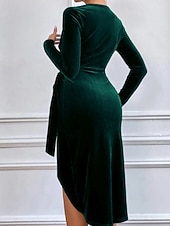 preiswerte abendkleider-Damen Minikleid Samtkleid Partykleid Cocktailkleid Bodycon Elegant Modern Party Abendgesellschaft Date Normale Passform Schlank Einfach Langarm Rundhalsausschnitt Wein Grün Dunkelblau Herbst Winter