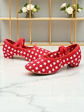 abordables Chaussures de danse d&#039;entraînement-chaussures de danse à imprimé étoile pour femmes - chaussures de danse de salon confortables à talons bas pour la pratique et la performance