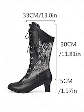 levne 20. léta 20. století-Dámské viktoriánské gotické šněrovací síťované kozačky – kotníkové boty na středním podpatku ve stylu edvardovského stylu z roku 1900 s květinovou krajkou na kostýmní večírek, divadelní vystoupení a retro cosplay