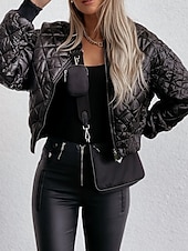 economico Puffers &amp; Parka-Per donna Giacca imbottita Giacca Casual Caldo Confortevole Cerniera Tasca Moda All&#039;aperto Semplice Uscire Weekend Cerniera Regolare Collo alla coreana Vestibilità regolare Manica Lunga Capispalla