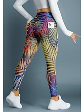 economico Leggings e collant da yoga-Per donna leggings da pilates Pantaloni fitness Leggings da palestra Tasche Bollo Tasche Laterali Pilates Palestra Allenamento in Palestra Pantaloni Collant Leggings Stampa Floreale Verde foresta