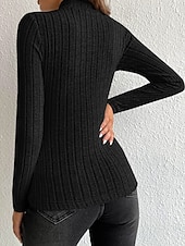 olcso Egyszerű póló-Női Blúz Fodrozott Tömör szín Stílusos Alkalmi Hosszú ujj Magasnyakú Normál felsők Napi Fekete Égszínkék Poros kék Khakizöld Szürke Tavasz Ősz Tél