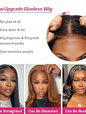 cheap Human Hair Lace Front Wigs-Wear and Go Glueless Wigs Human Hair Pre Plucked Pre Cut 4x4 Straight Lace Front Wigs Human Hair Wigs for Women No Glue Hd Lace Front Closure Ready to Wear Wigs 180% Density