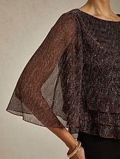 cheap Dressy Tops-Women&#039;s Blouse Dressy Tops Flowy Tops Chiffon Tops Elegant Vintage Stylish 3/4 Length Sleeve Crew Neck Boat Neck Work Daily Date Night Outfits Sequins Pleated Patchwork Wine Spring Fall