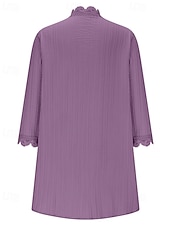 tanie Otwarte kardigany-Damskie Sweter Sweter rozpinany Moda miejska Codzienny Jednokolorowe W serek Dzianiny Rękaw 3/4 Zwykłe topy Robić na drutach Święto Wyjściowe Weekend Czerwone wino Czarny Wiosna Jesień