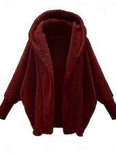 billiga Fleece-fodrade jackor-Dam Vardaglig jacka Bekväm Andningsfunktion Ficka Förstoringar Ledigt Slät Semester Gata Ledigt Dagliga kläder Öppen front Normal Huva Lös passning Långärmad Ytterkläder Svart Vit Rodnande Rosa Vår