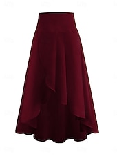 billige Casual Skjørt-Dame الالتفاف A-linje Mote Fritid Maksi Høy Midje Skjørt عادي Drapering Mikroelastisk Gate Daglig Vin Svart Rosa Brun Vår Polyester