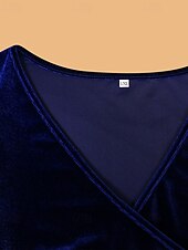 ieftine Rochii Party-Pentru femei Rochii Midi Rochie de catifea Rochie de Cocktail Elegant Modă Modern Serată Dată Sfârșit de săptămână Fit regulat Simplu Manșon Lung În V Albastru piscină Primăvară Toamnă