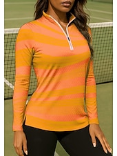 tanie Koszula damska-Damskie Geometryczny Koszula Koszulka sportowa Koszulka polo Koszulka do tenisa Długi rękaw Zamek Kwiaty UPF50+ Odporny na UV Wysoka elastyczność Odprowadza wilgoć Oddychający Siatkówka Bransoletka