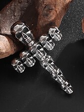 abordables Accessoires d&#039;Halloween-Collier croix tête de mort pour homme, pendentif gothique en alliage avec chaîne, bijou de style punk pour fête, cosplay et festival