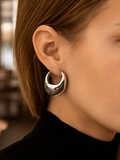 levne Dámská náušnice-Dámské mohutné kruhové náušnice - klasické pozlacené stříbrné kulaté náušnice, minimalistické šperky pro každodenní nošení, do práce a na večírky