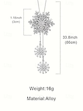 Χαμηλού Κόστους Χριστουγεννιάτικα αξεσουάρ-Γυναικείο κολιέ με κρεμαστό κόσμημα σε σχήμα χιονονιφάδας – κομψό κόσμημα με μακριά αλυσίδα και κρυστάλλινες λεπτομέρειες για κυρίες, χειμερινή μόδα και χριστουγεννιάτικο δώρο