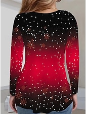 Χαμηλού Κόστους Χριστουγεννιάτικα μπλουζάκια-Χριστουγεννιάτικες Γυναικείες Φανέλες Γραφικά Vintage Στυλάτη Κλασική Μακριά Μανίκια V Λαιμόκοψη Κανονικά Tops Καθημερινά Εκτύπωση Λευκό  Μαύρο Μαύρο+Λευκό+Κόκκινο Μαύρο Κρασί Κόκκινο Άνοιξη