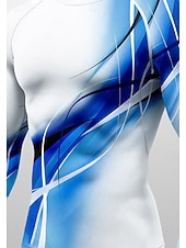 Недорогие Футболки и майки для бега-Муж. Компрессионная футболка Футболка для бега 3D печать Длинный рукав Основной слой Весна Осень Градиент цвета Быстровысыхающий Сжатие видеоизображений Для тренировки Power Flex Влагоотводящие